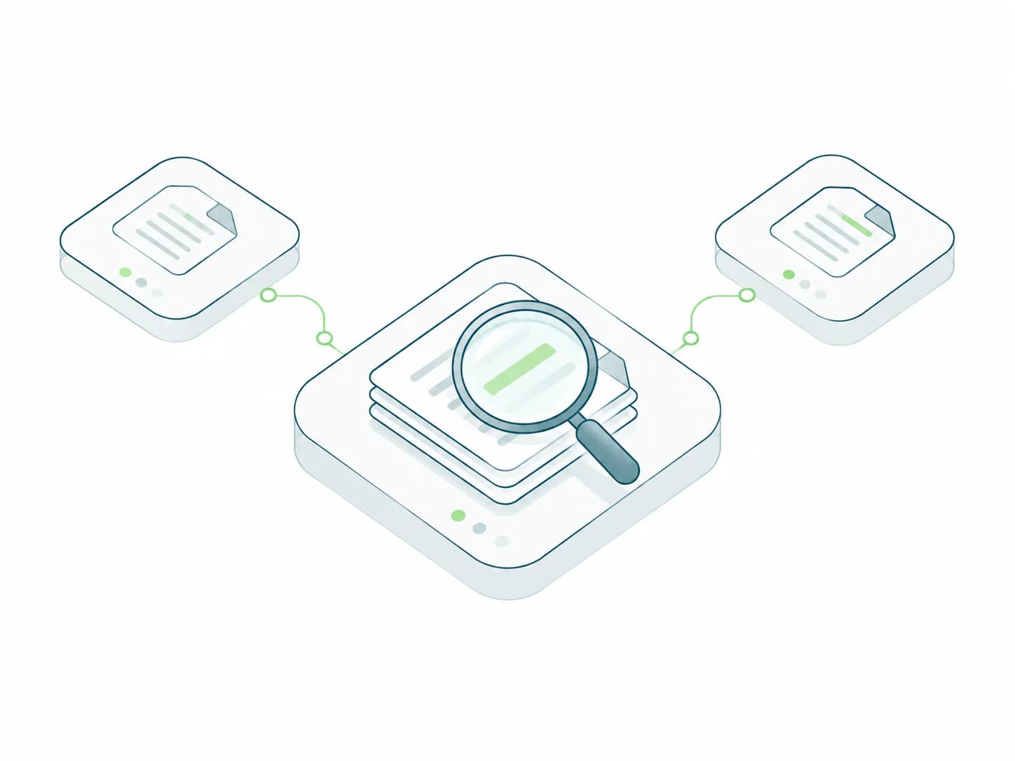 Company documents organized for a connected knowledge search workflow