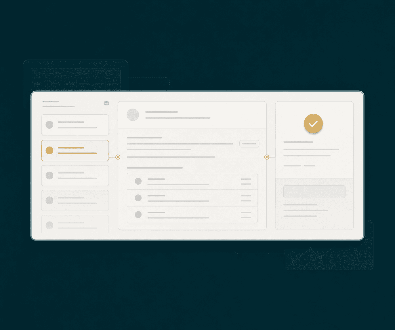 An internal AI operations interface connecting team workflows, records, and controlled approvals
