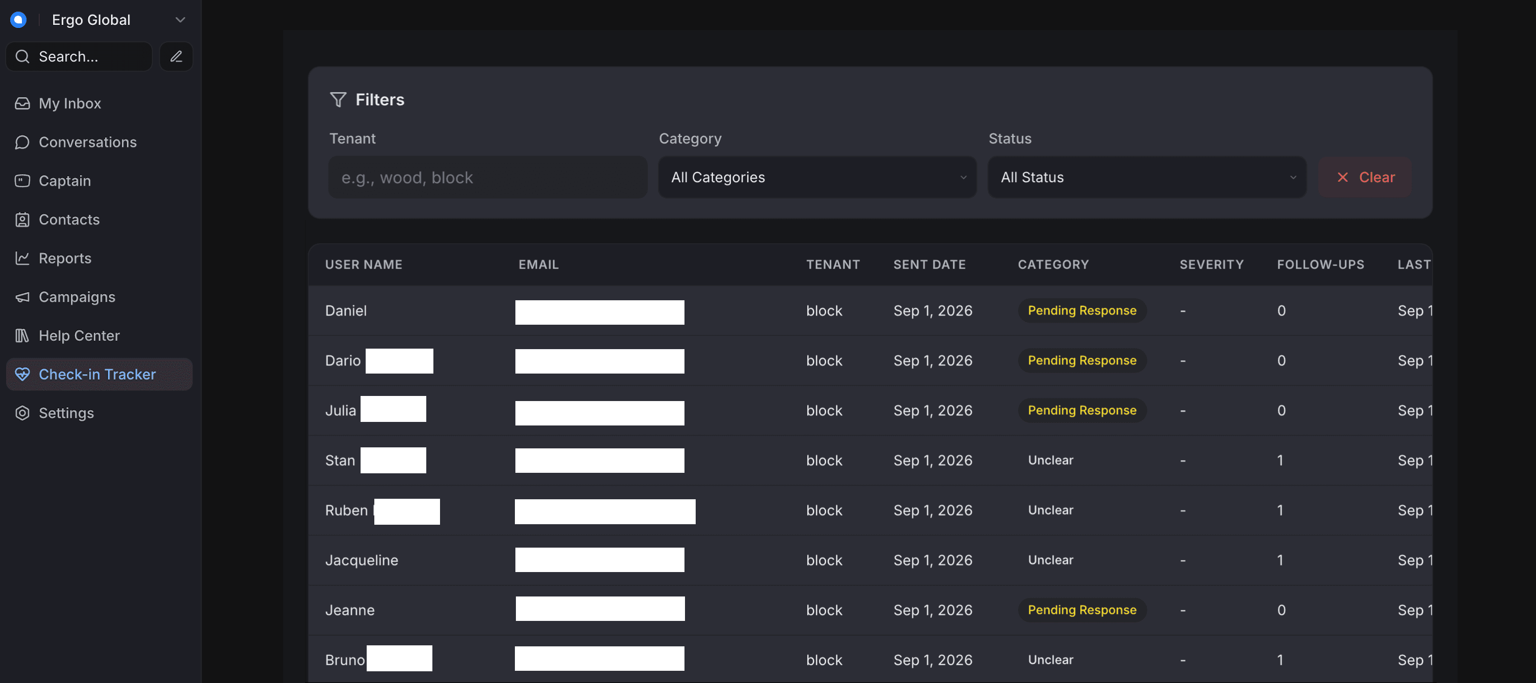 Check in Tracker