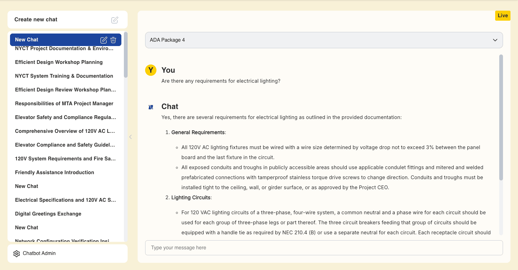 TCE document intelligence AI chatbot result