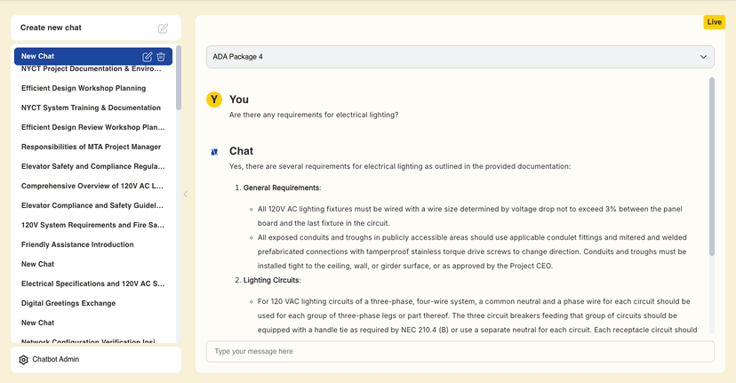TCE document intelligence AI chatbot