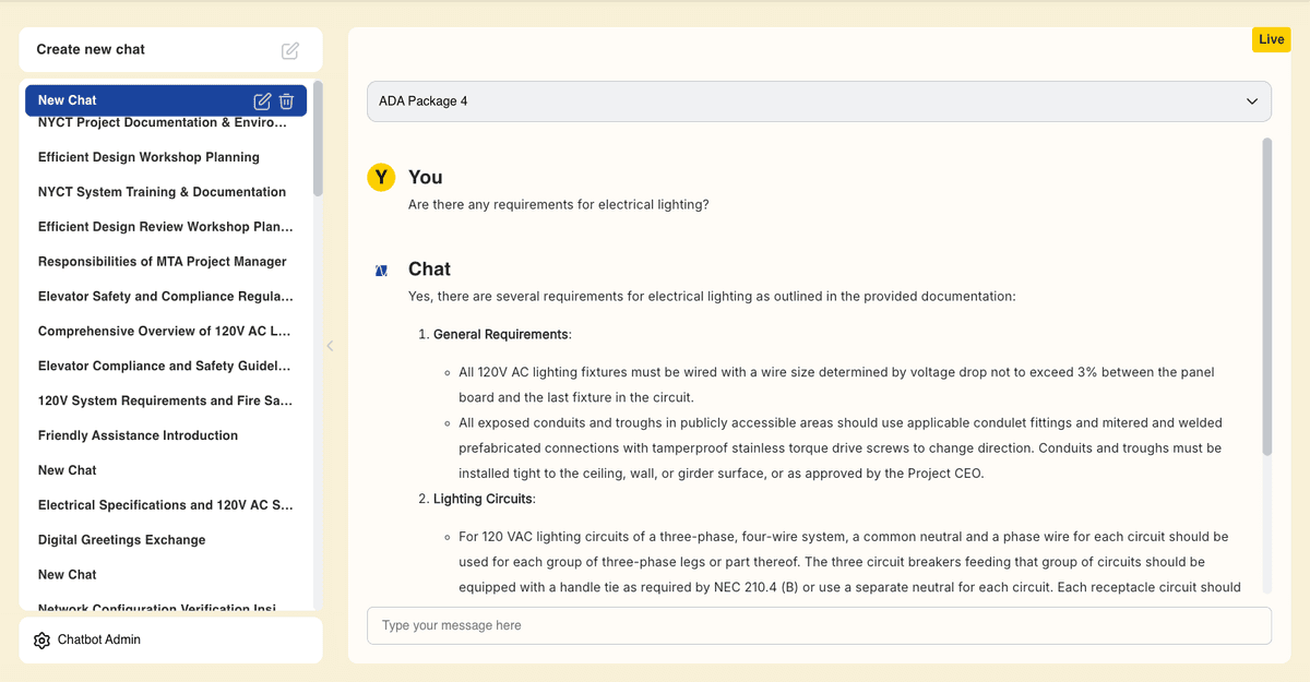 TCE document intelligence AI chatbot