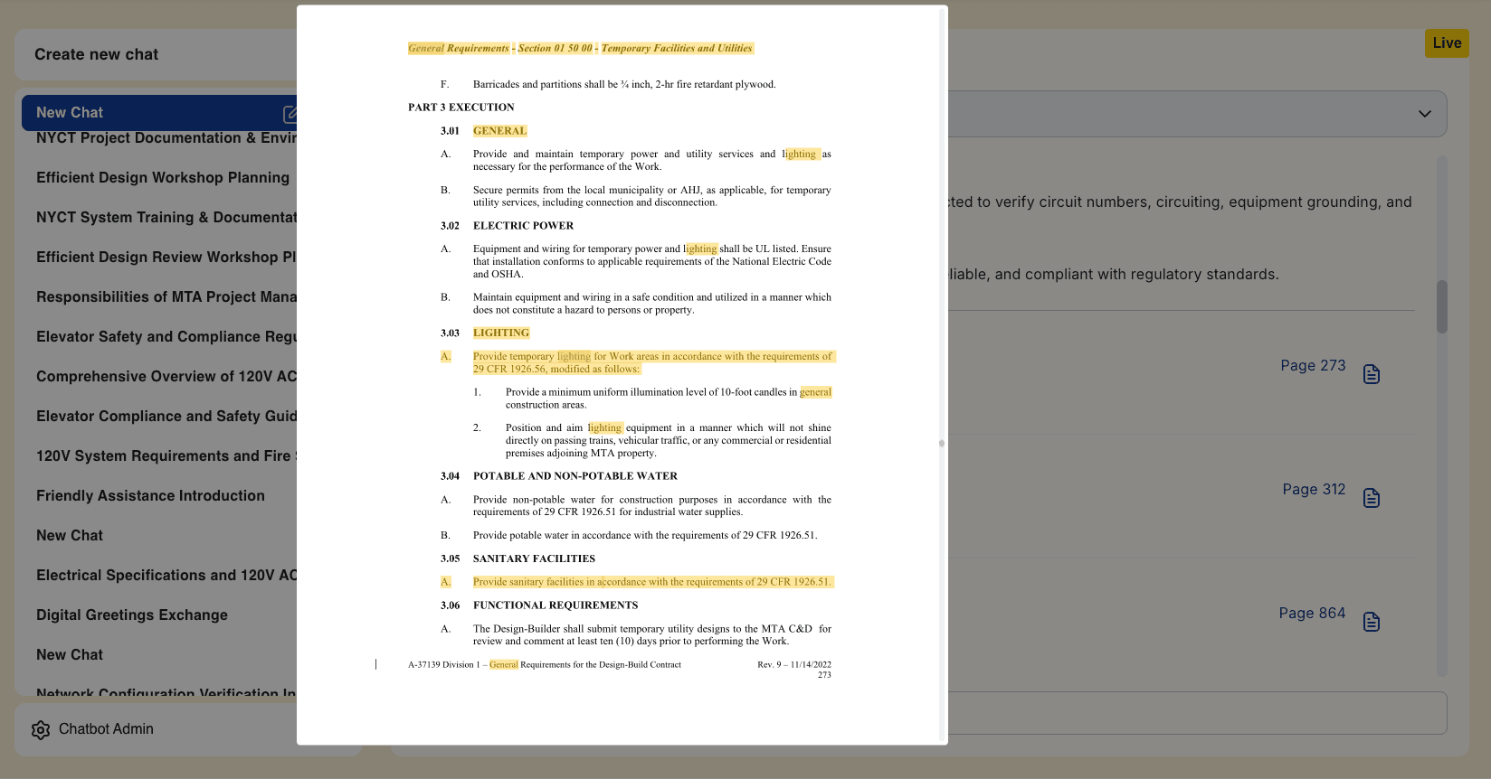 TCE document intelligence AI chatbot source highlight