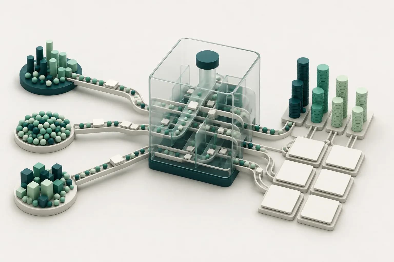 Concept illustration of operational data being collected and organized